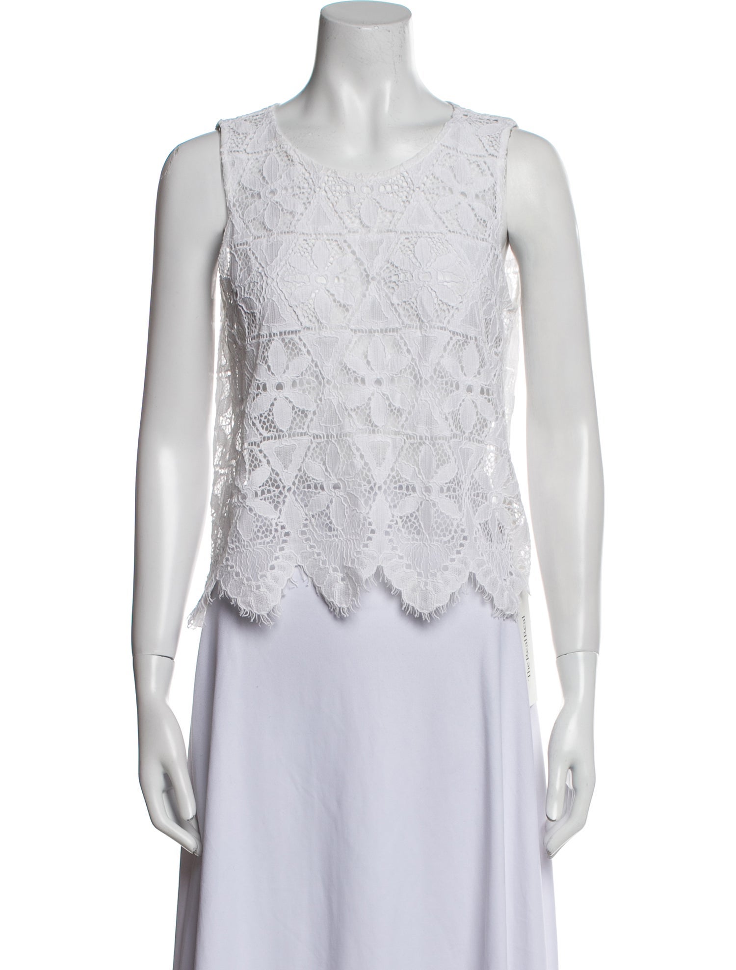 FRAME Lace Pattern Scoop Neck Crop Top