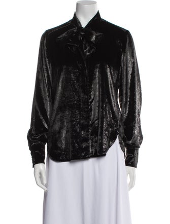 FRAME Velvet Long Sleeve Button-Up Top