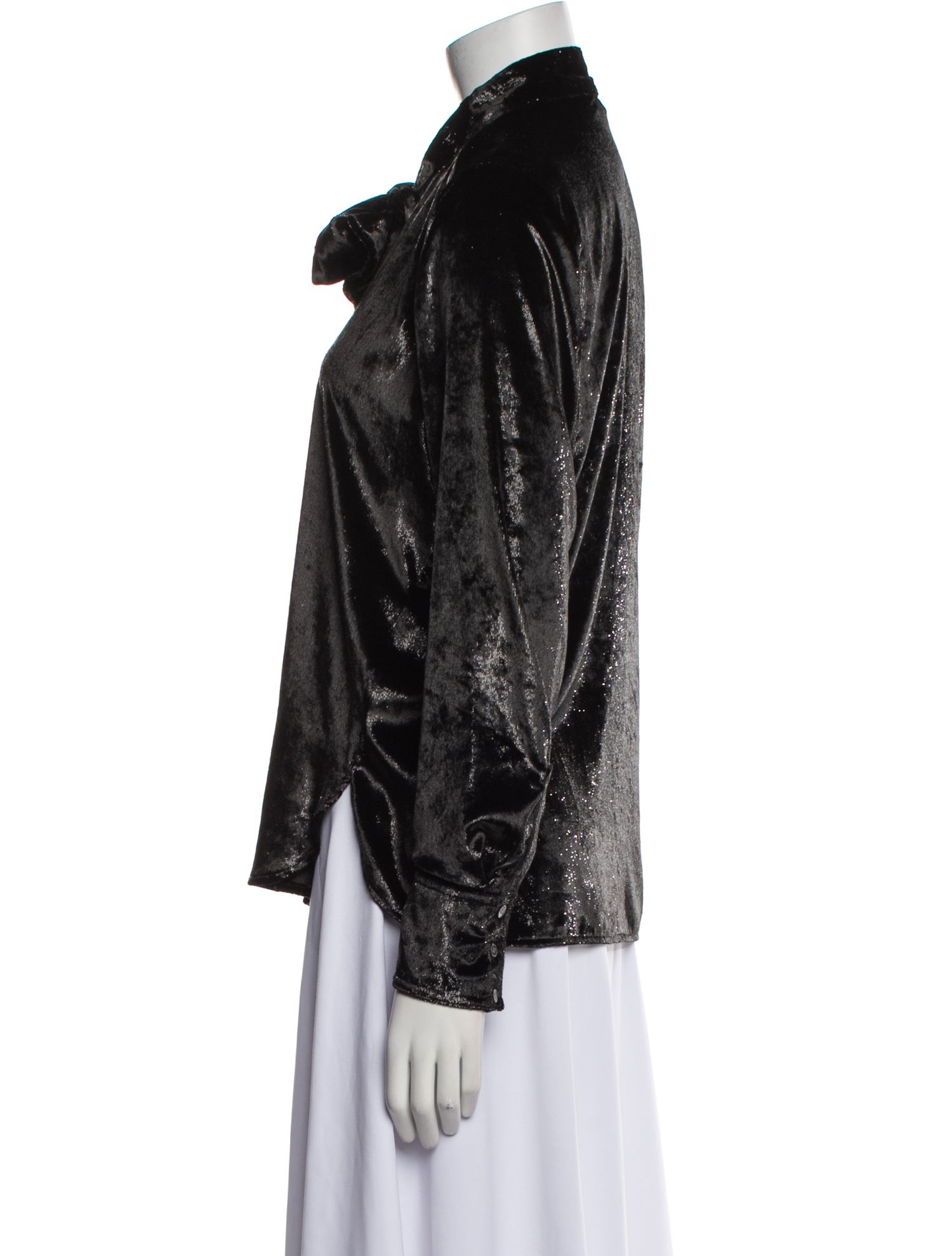 FRAME Velvet Long Sleeve Button-Up Top