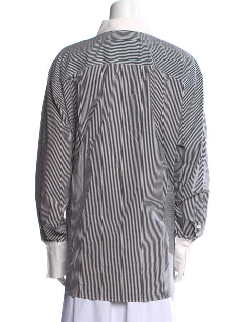 FRAME Striped Three-Quarter Sleeve Button-Up Top