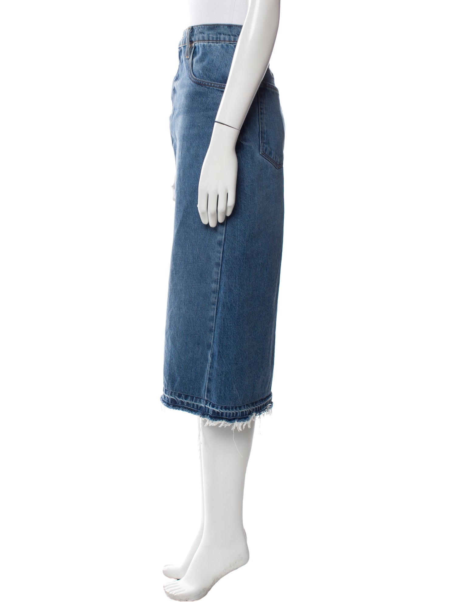 FRAME Raw-Edge Trim Midi Length Skirt