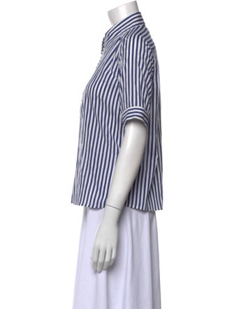 FRAME Striped Short Sleeve Button-Up Top