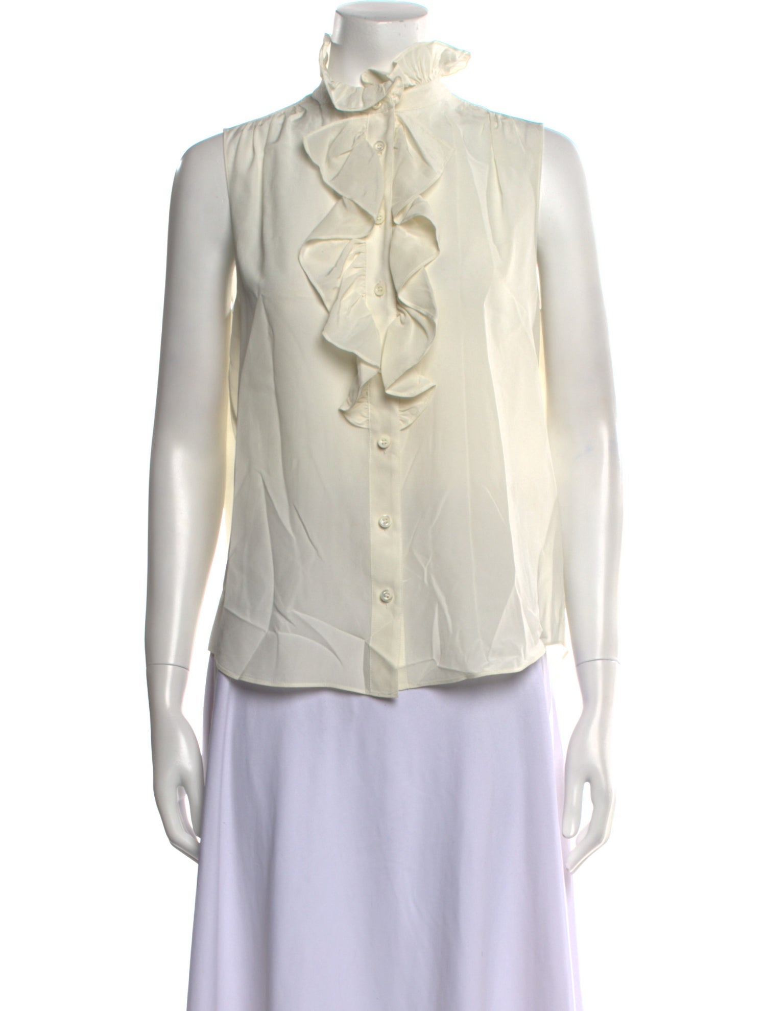 FRAME Silk Mock Neck Blouse