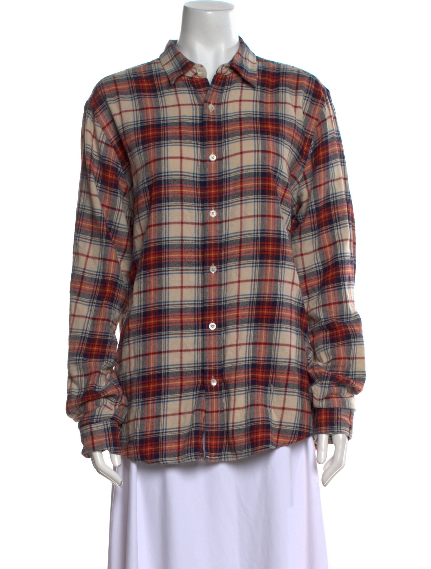 FRAME Plaid Print Long Sleeve Button-Up Top