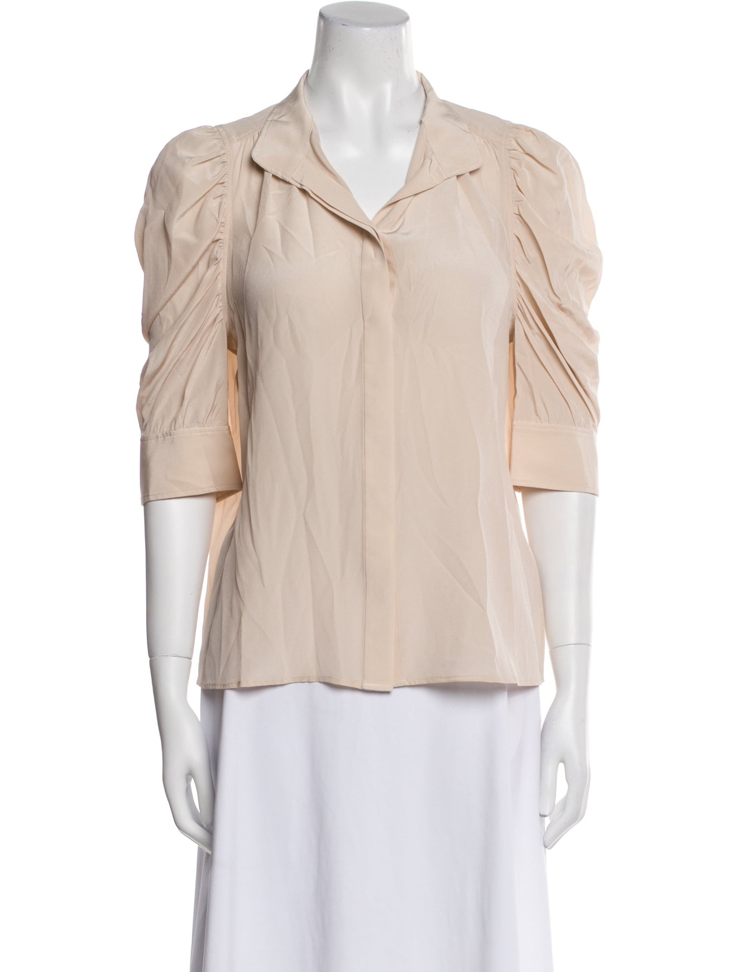 FRAME Silk Three-Quarter Sleeve Blouse