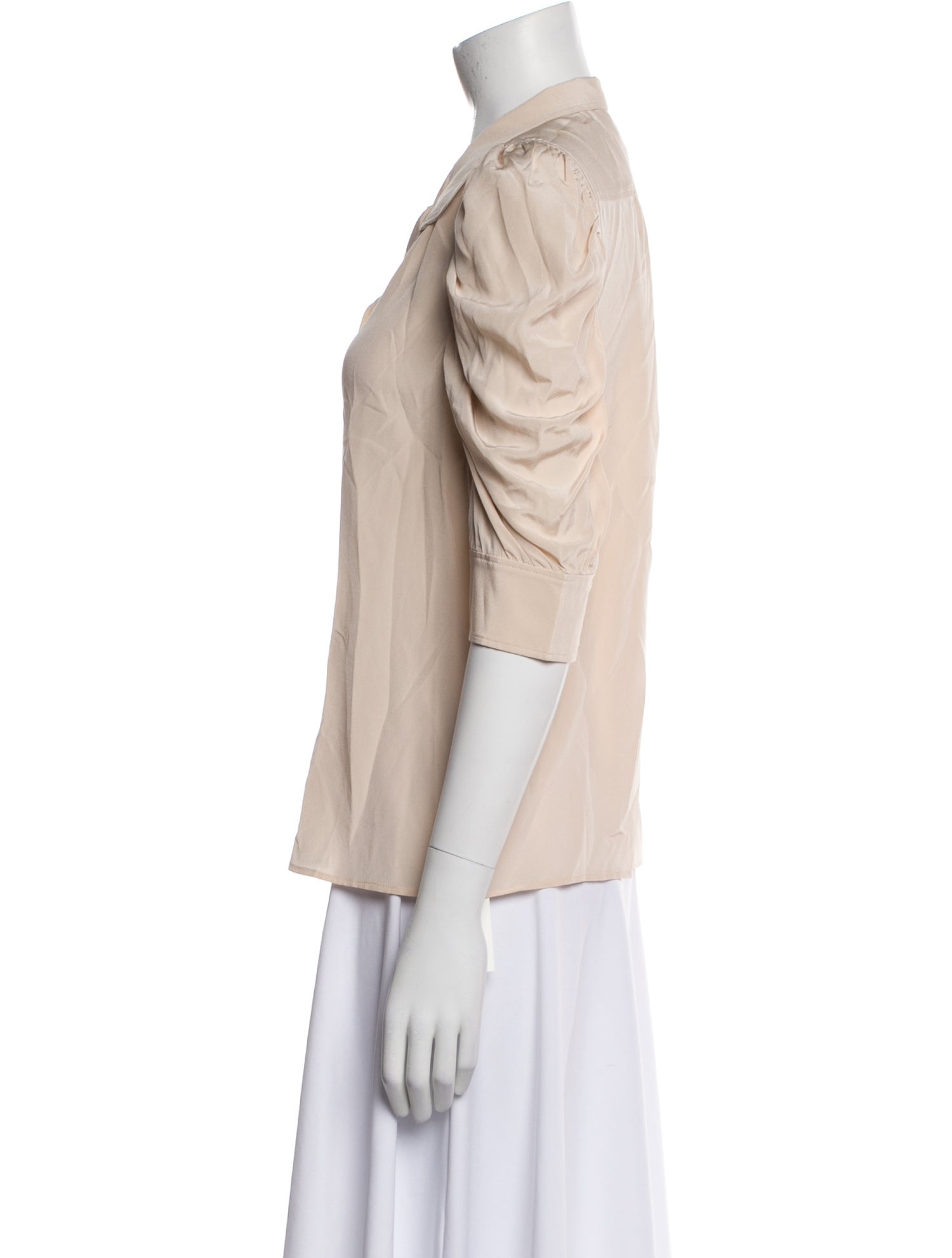 FRAME Silk Three-Quarter Sleeve Blouse