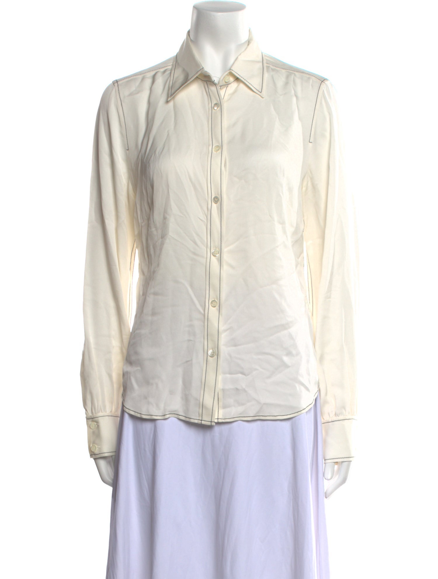 FRAME Silk Long Sleeve Button-Up Top