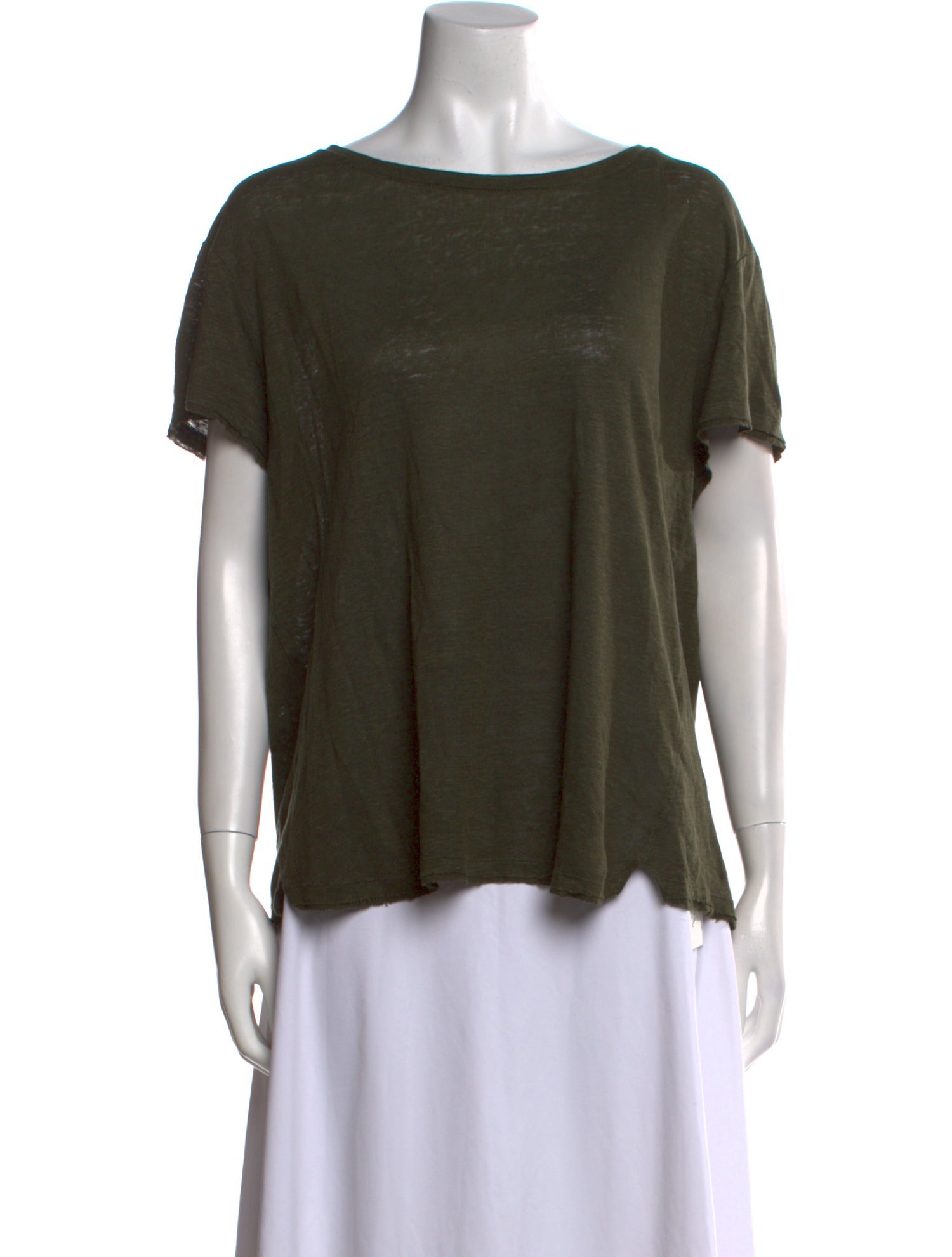 FRAME Linen Bateau Neckline T-Shirt