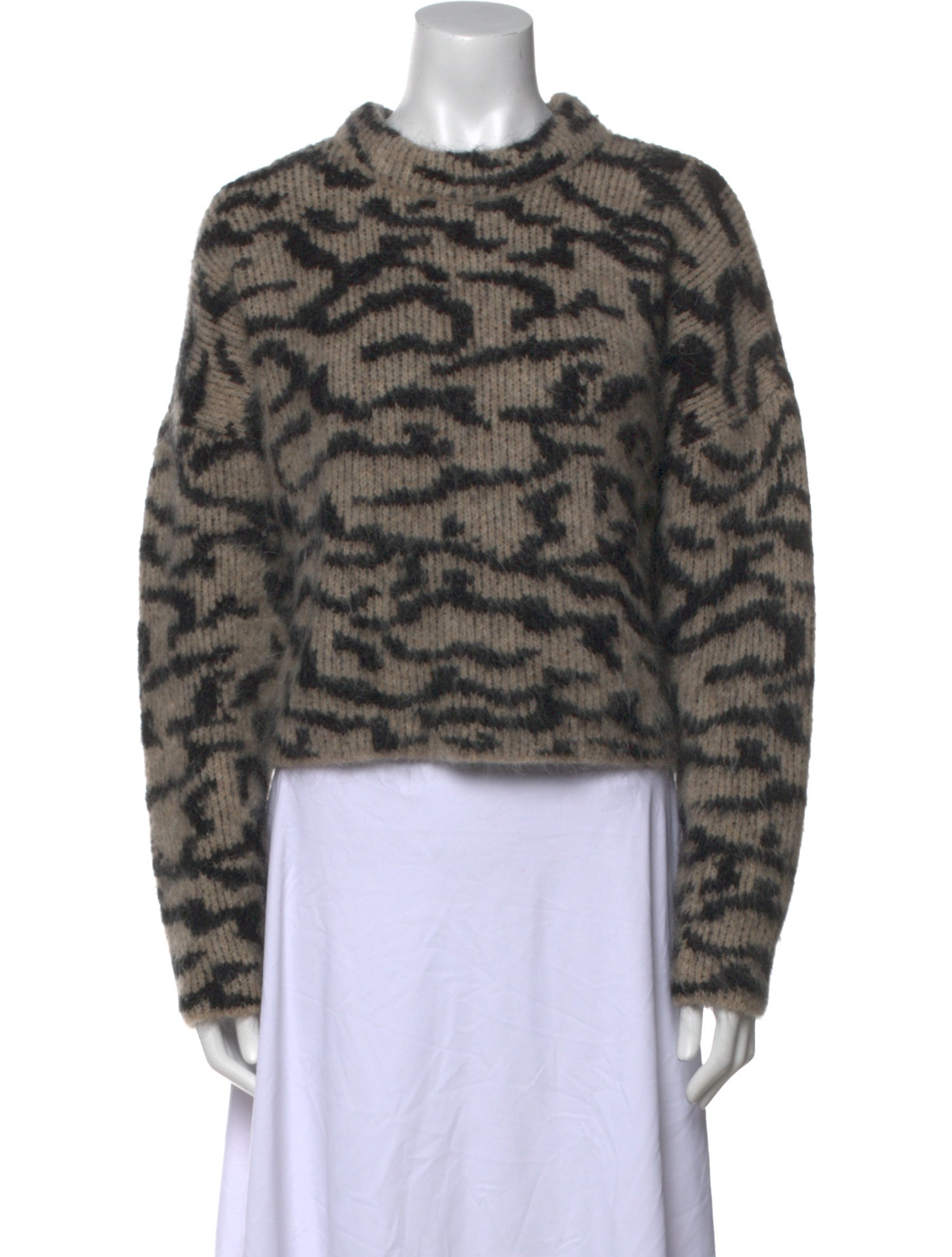 FRAME Animal Print Crew Neck Sweater