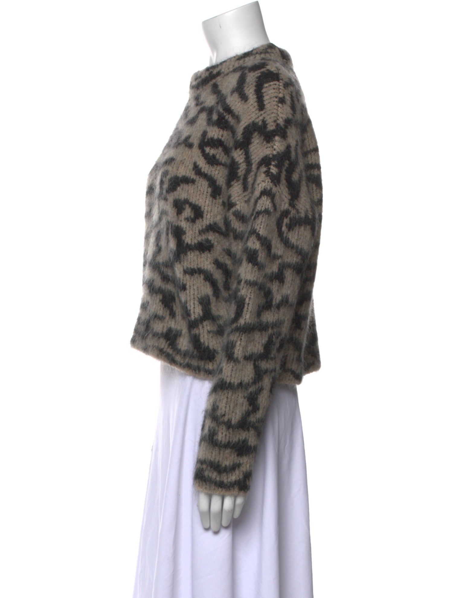 FRAME Animal Print Crew Neck Sweater