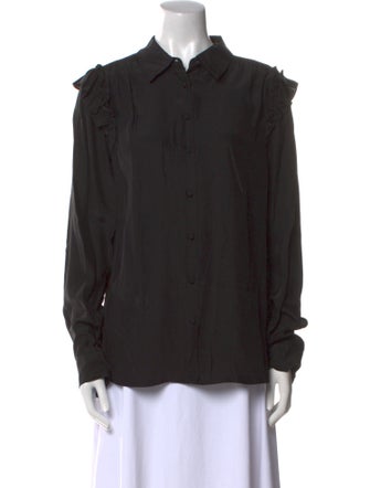 FRAME Silk Long Sleeve Button-Up Top