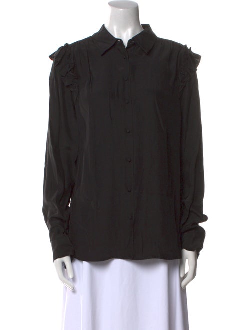 FRAME Silk Long Sleeve Button-Up Top
