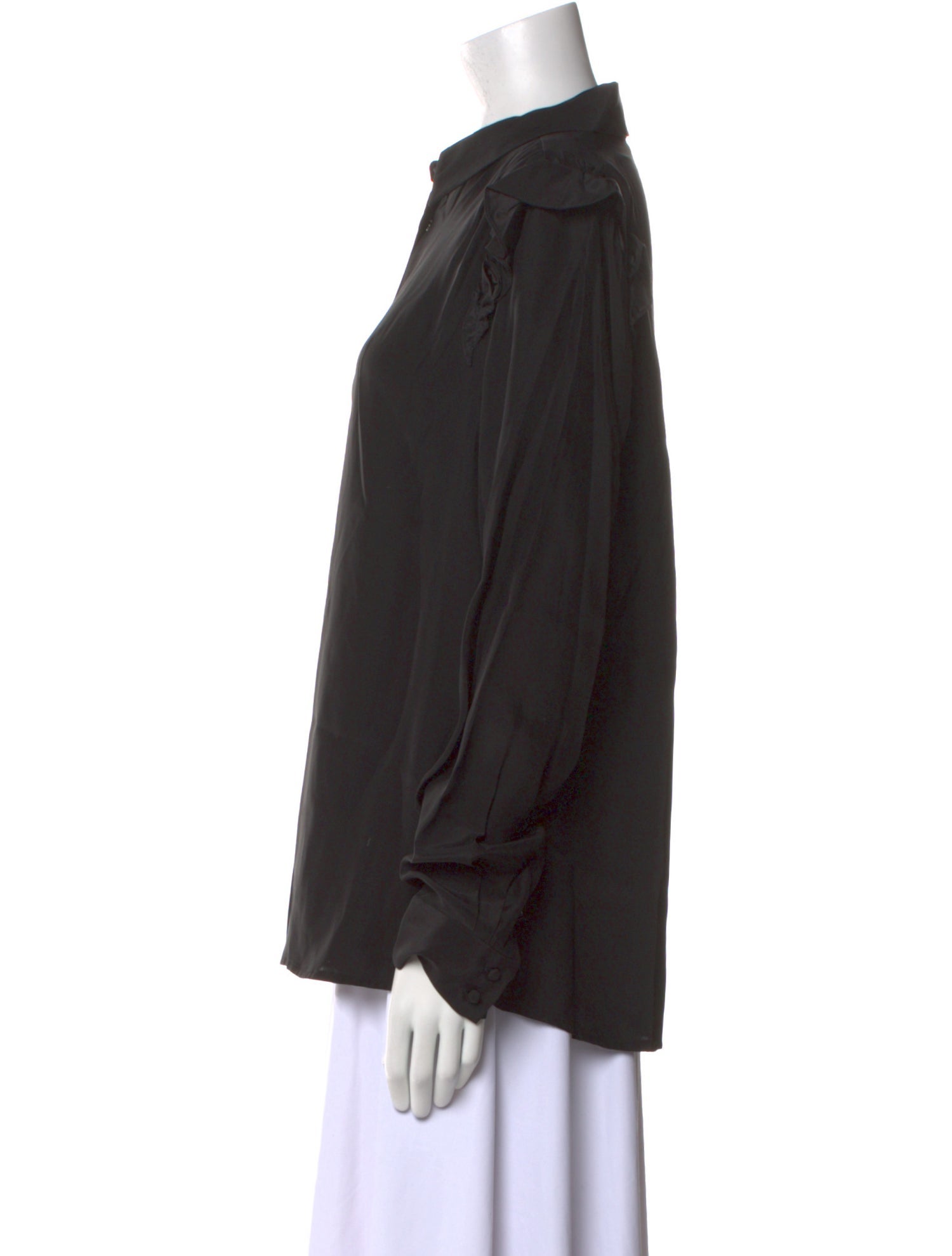 FRAME Silk Long Sleeve Button-Up Top