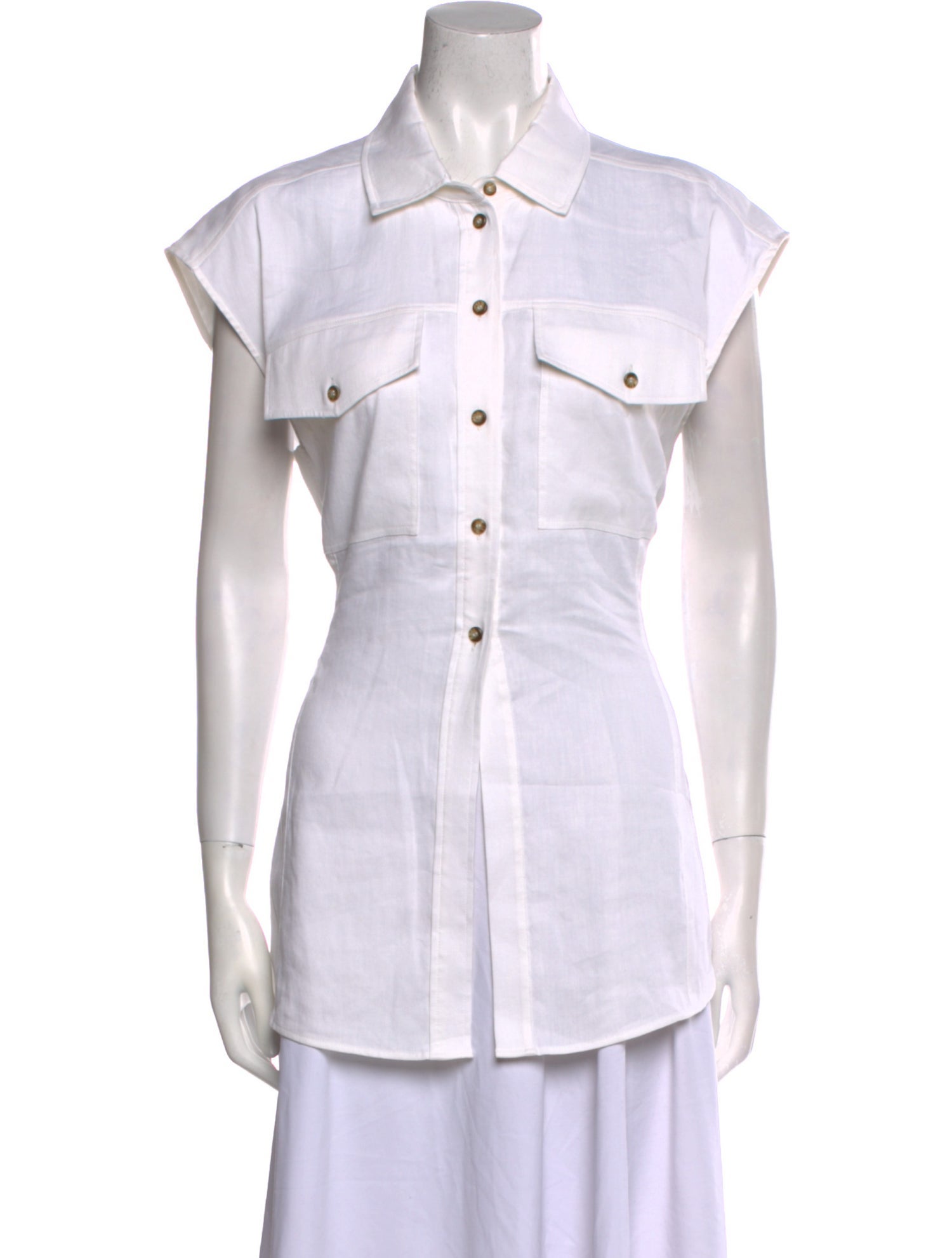 FRAME Linen Short Sleeve Button-Up Top