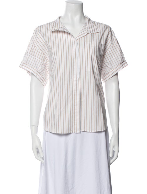 FRAME Striped Short Sleeve Button-Up Top