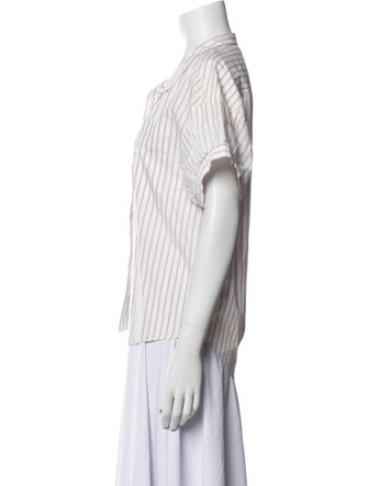 FRAME Striped Short Sleeve Button-Up Top