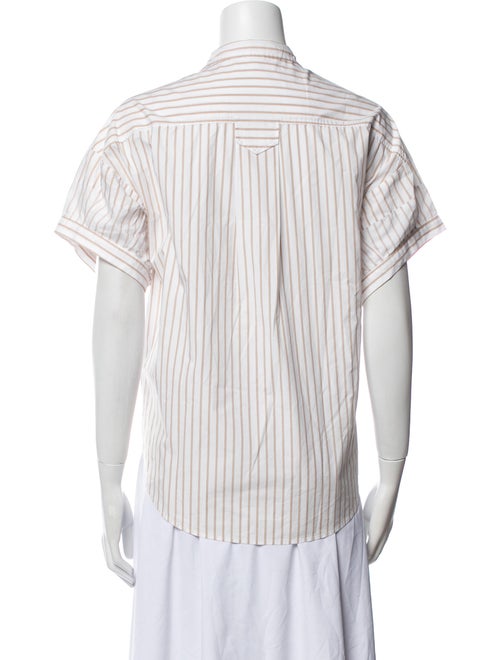 FRAME Striped Short Sleeve Button-Up Top