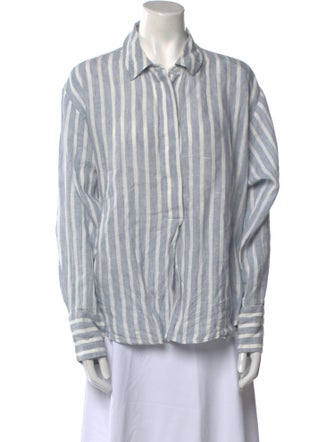FRAME Linen Striped Button-Up Top