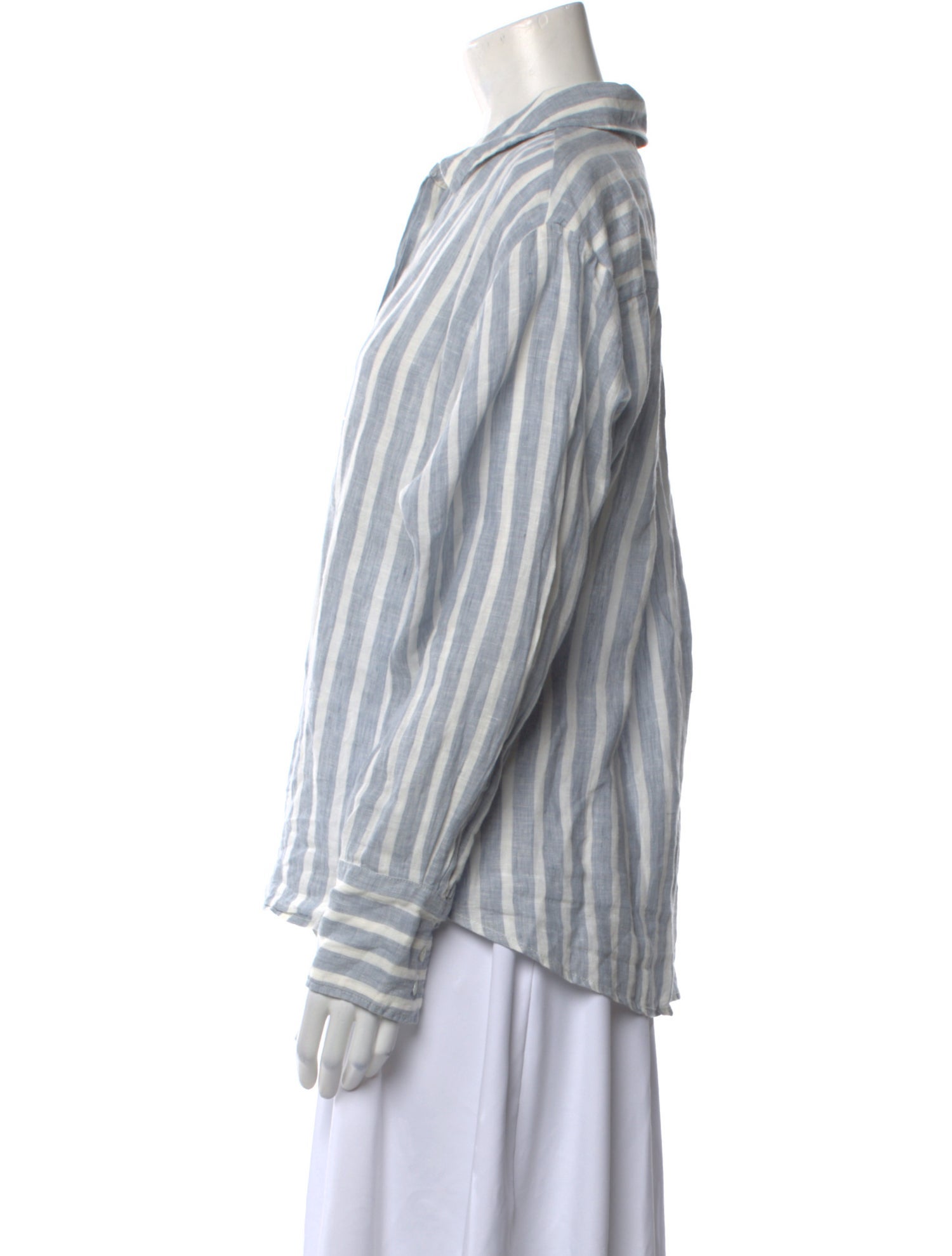 FRAME Linen Striped Button-Up Top