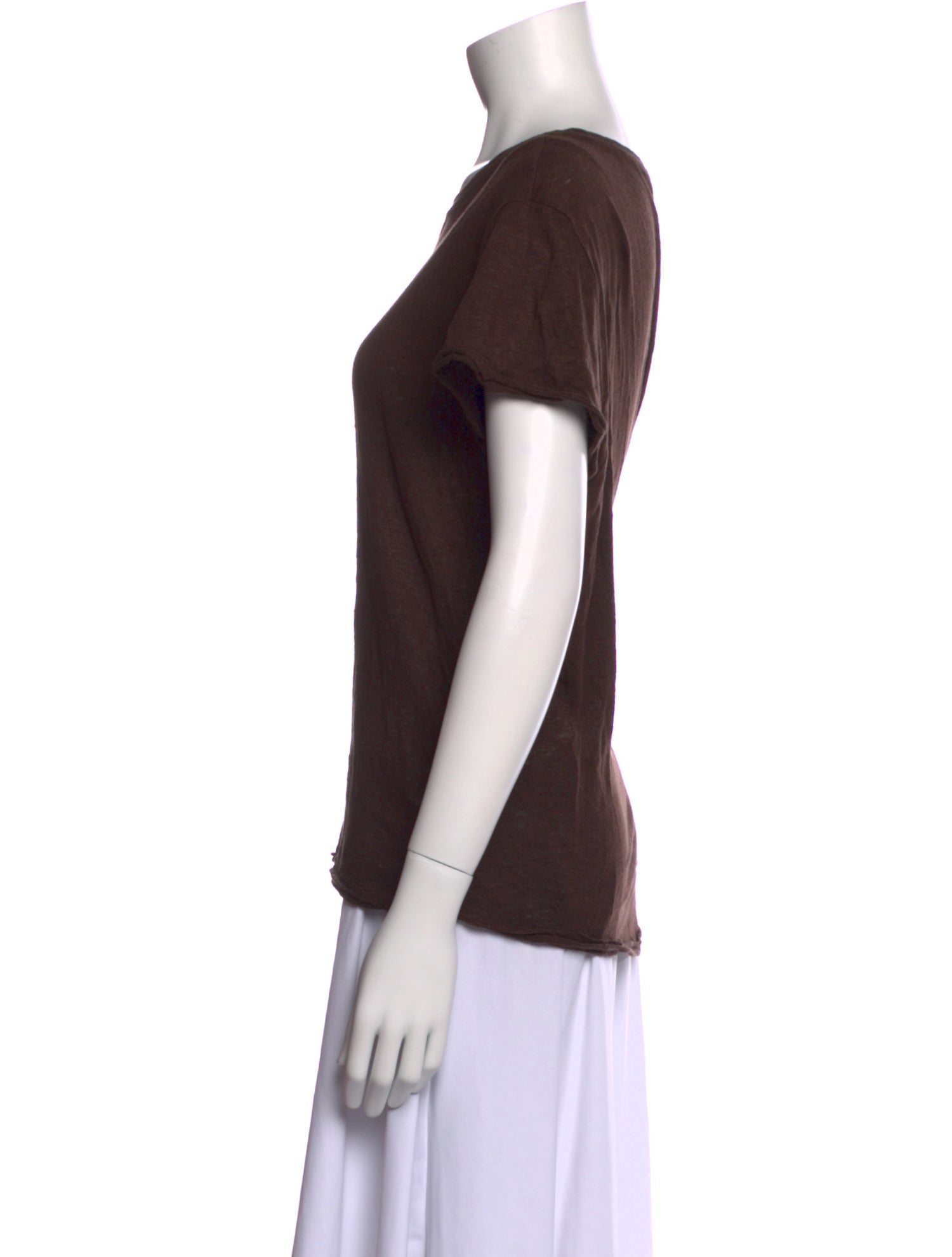 FRAME Linen Bateau Neckline T-Shirt