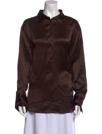 FRAME Silk Long Sleeve Button-Up Top