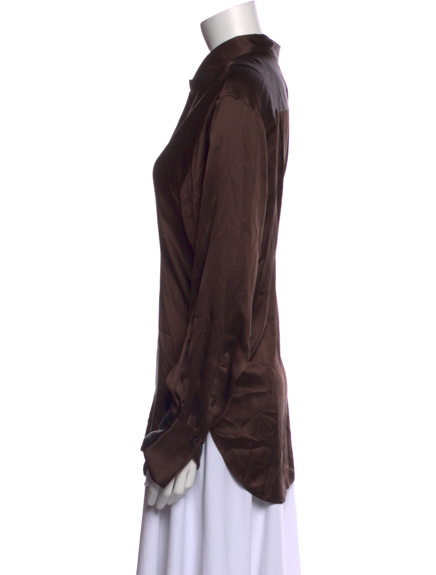 FRAME Silk Long Sleeve Button-Up Top