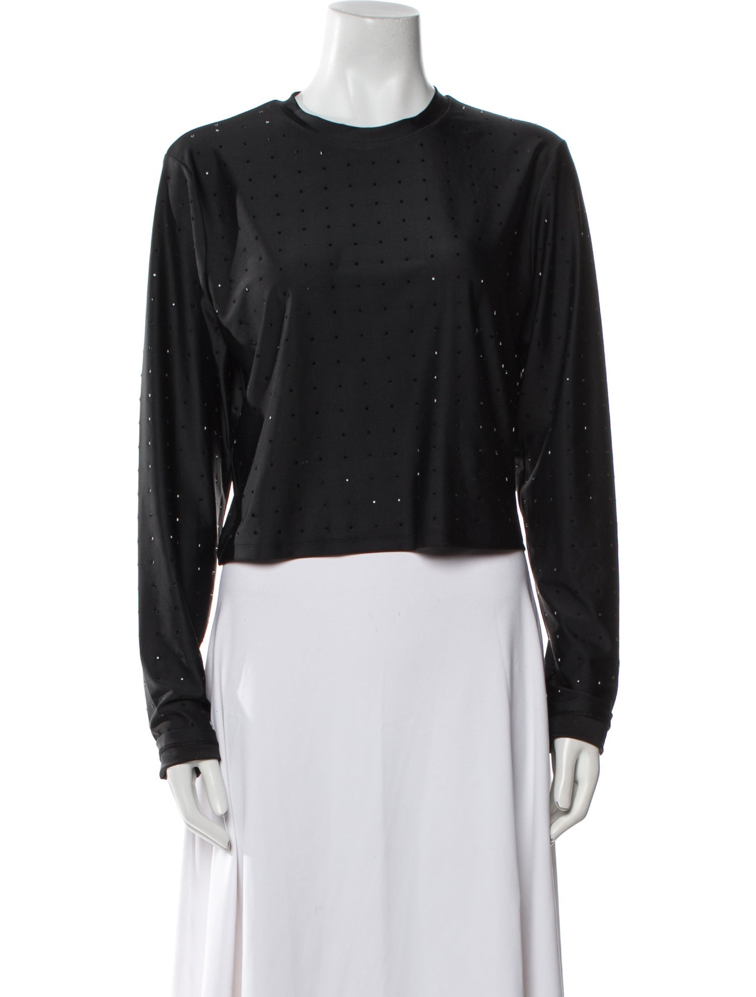 FRAME Crew Neck Long Sleeve Crop Top