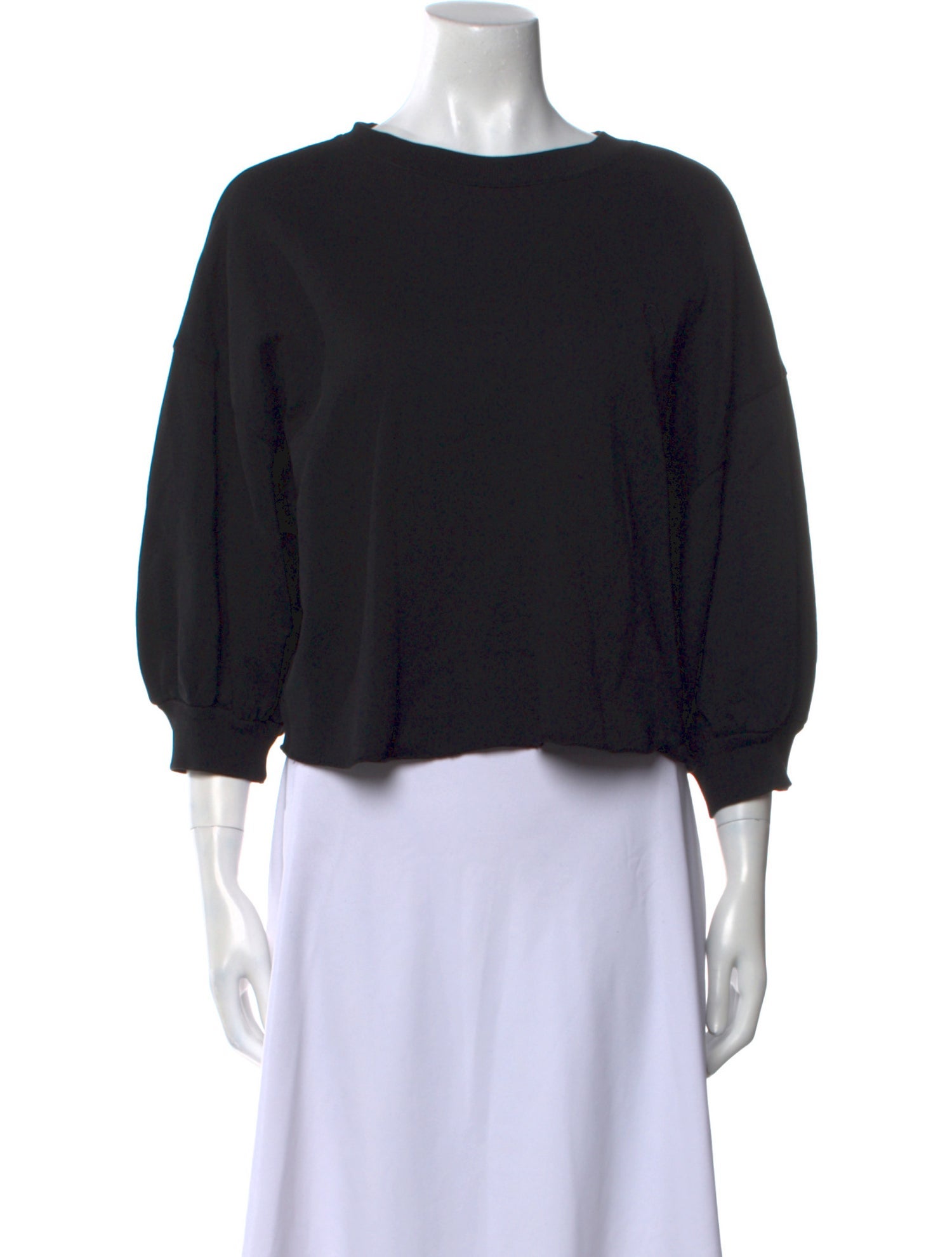 FRAME Bateau Neckline Three-Quarter Sleeve Crop Top