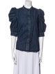 FRAME Mock Neck Three-Quarter Sleeve Button-Up Top