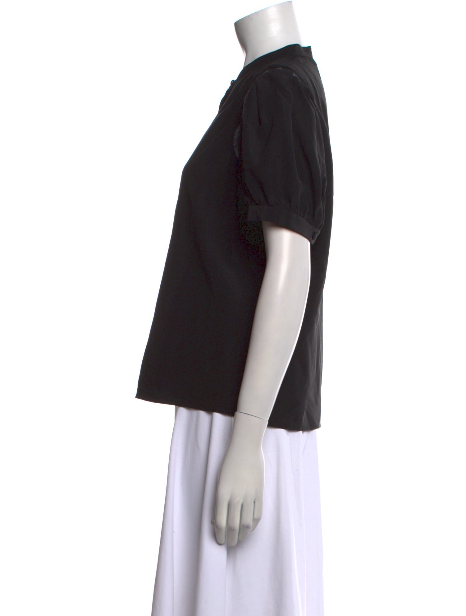 FRAME Silk Mock Neck Button-Up Top