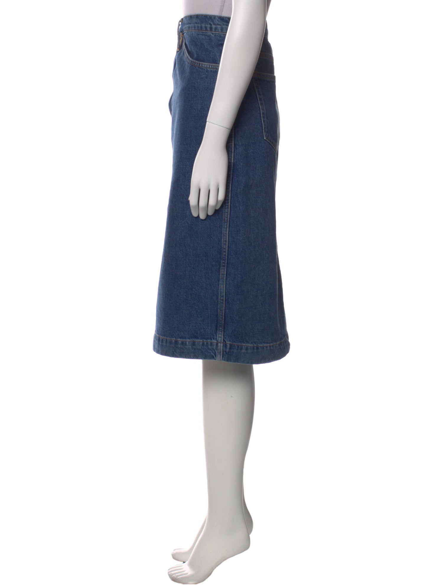 FRAME Raw-Edge Trim Knee-Length Skirt