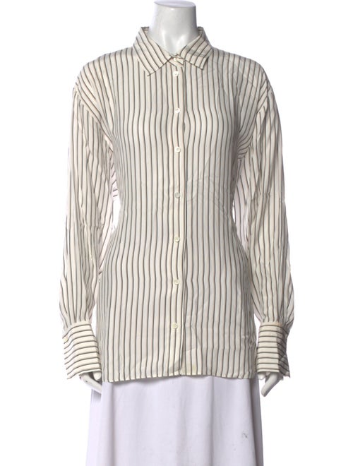 FRAME Silk Striped Button-Up Top