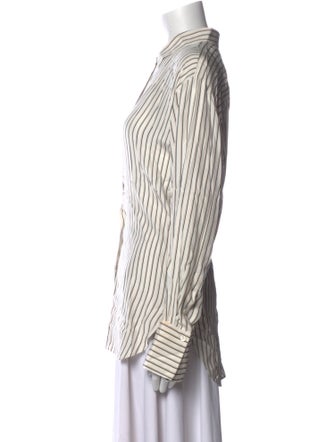 FRAME Silk Striped Button-Up Top