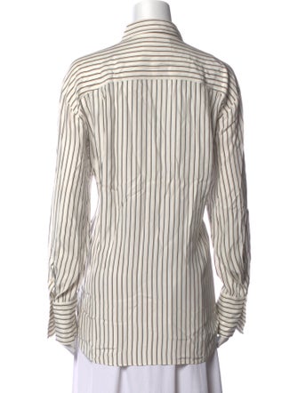 FRAME Silk Striped Button-Up Top