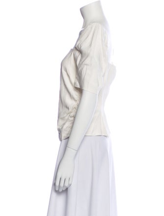 FRAME Square Neckline Short Sleeve Blouse