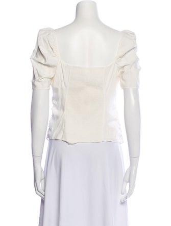 FRAME Square Neckline Short Sleeve Blouse