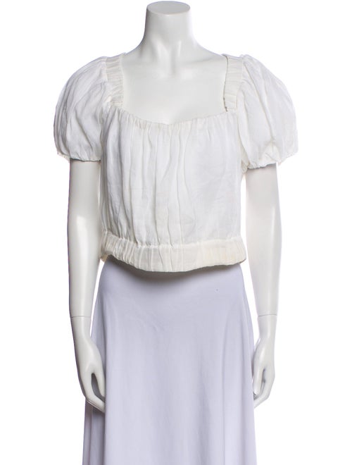 FRAME Square Neckline Short Sleeve Crop Top