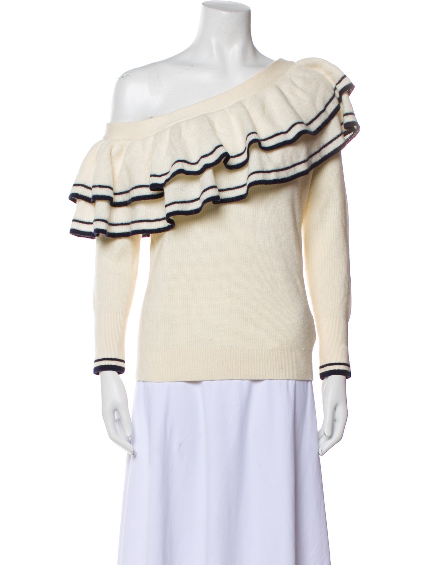 FRAME Striped Asymmetrical Sweater