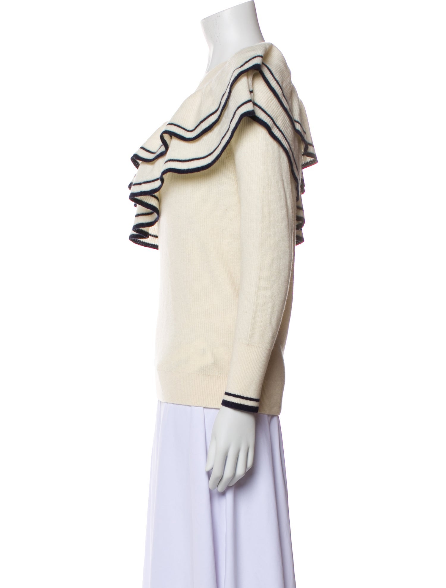 FRAME Striped Asymmetrical Sweater