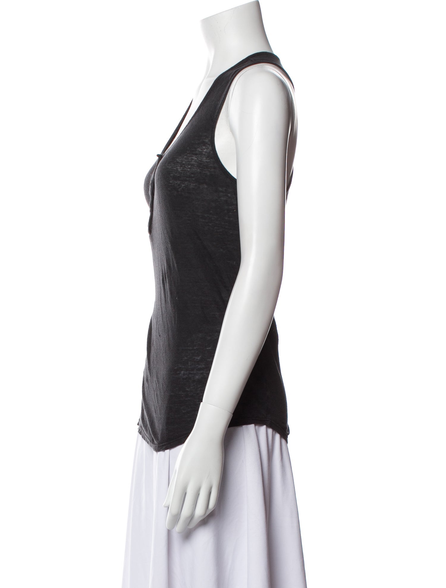 FRAME Linen Scoop Neck Top