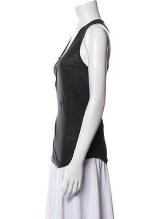 FRAME Linen Scoop Neck Top