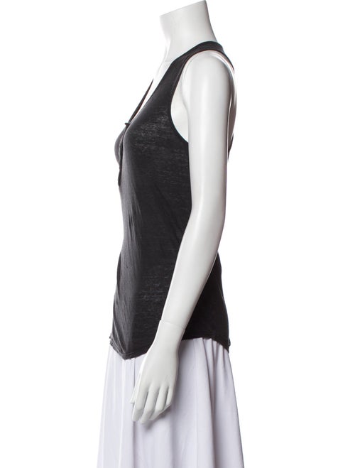 FRAME Linen Scoop Neck Top