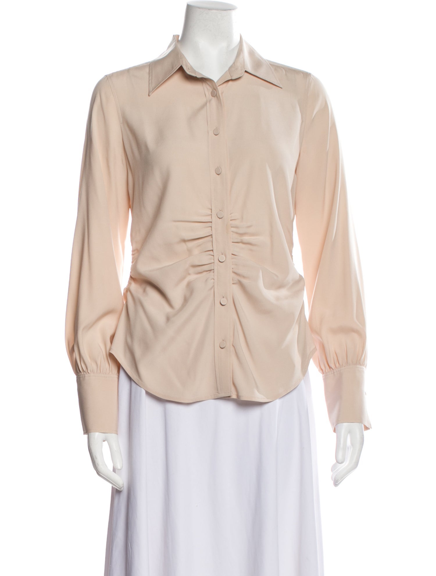 FRAME Silk Long Sleeve Button-Up Top