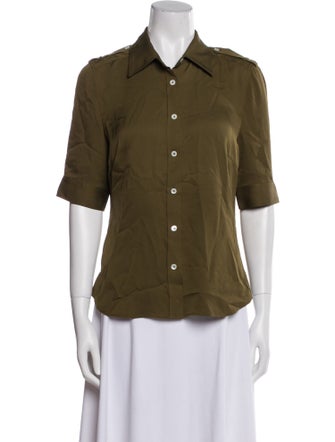 FRAME Three-Quarter Sleeve Button-Up Top