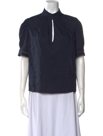 FRAME Linen Turtleneck Top