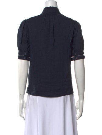 FRAME Linen Turtleneck Top