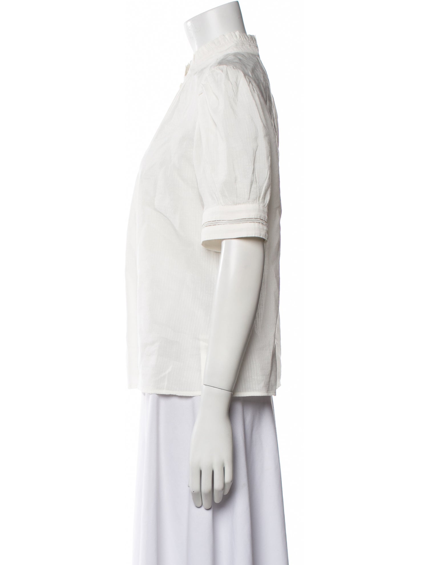 FRAME Linen Mock Neck Button-Up Top