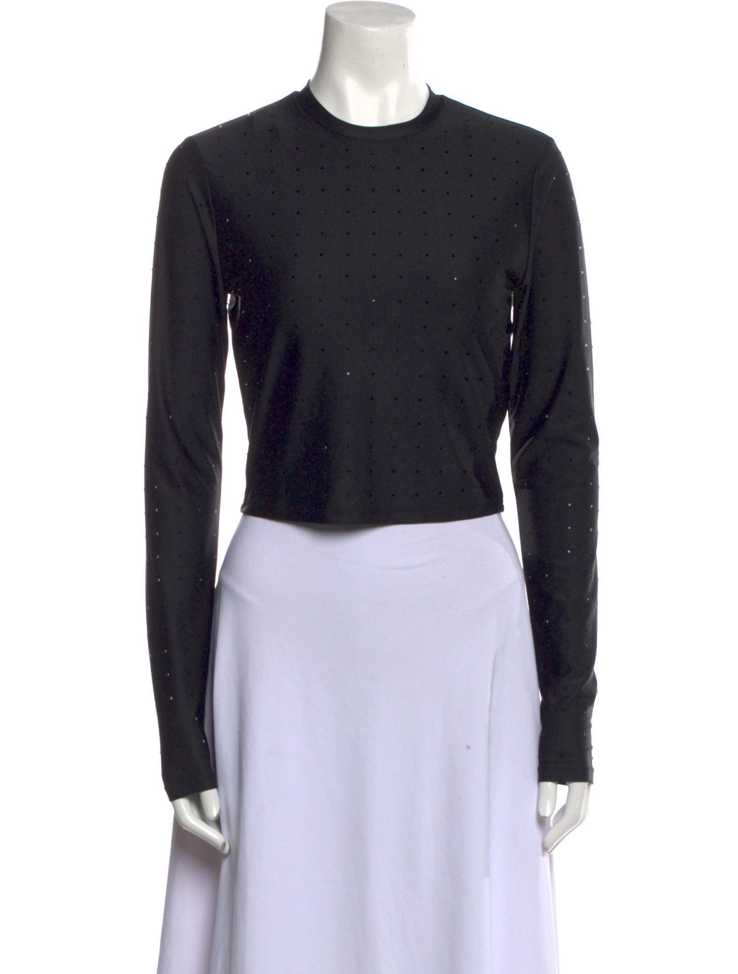 FRAME Crew Neck Long Sleeve Crop Top