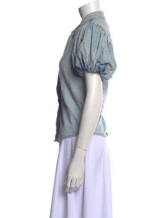 FRAME Mock Neck Short Sleeve Button-Up Top