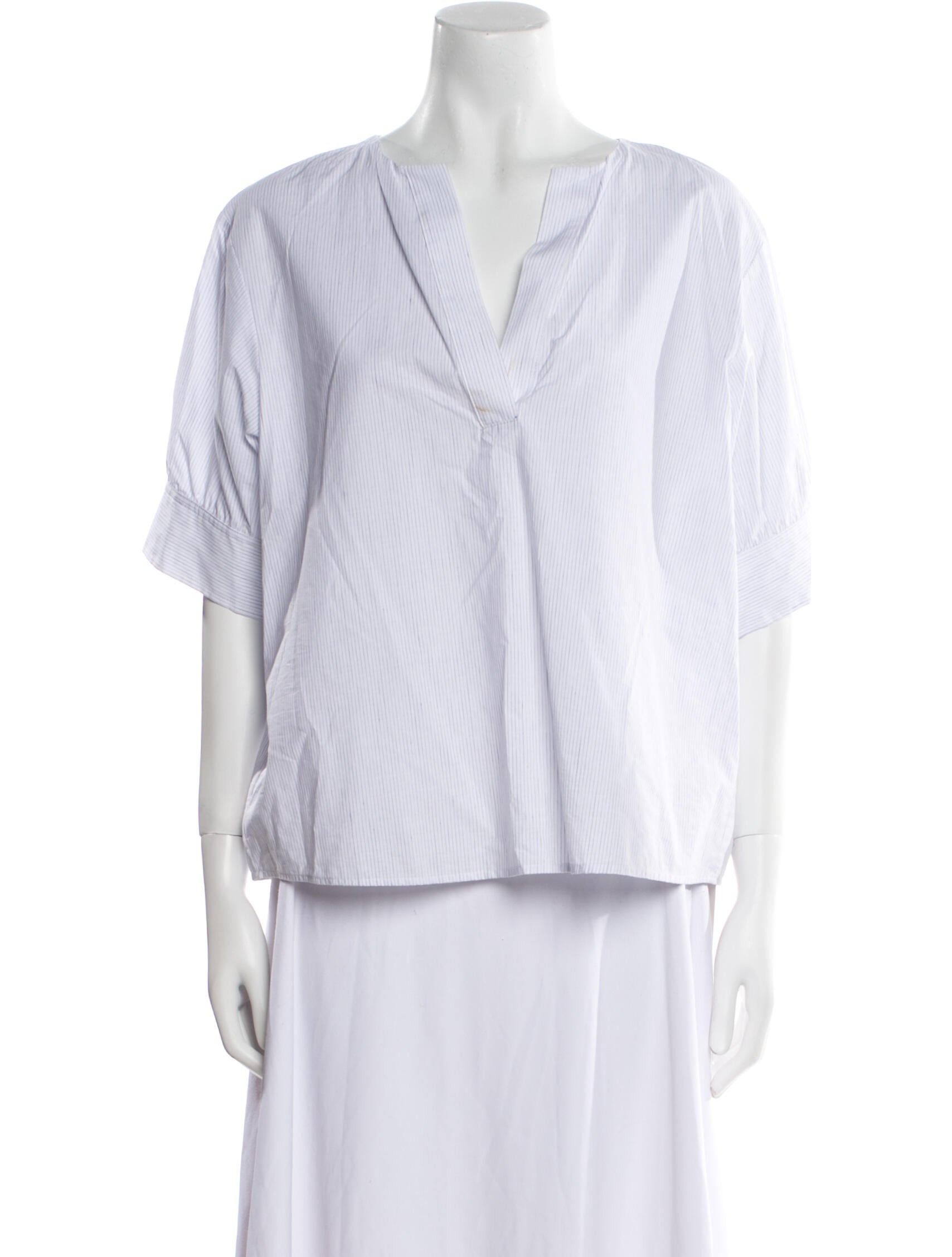 FRAME Striped Three-Quarter Sleeve Blouse